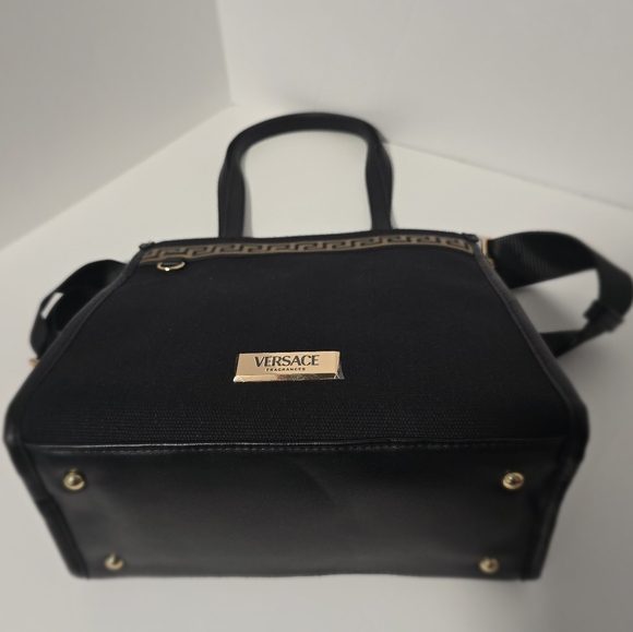Versace Tote Bag Black Metallic Gold Handbag With Dust Bag RARE NEW - Picture 11 of 15